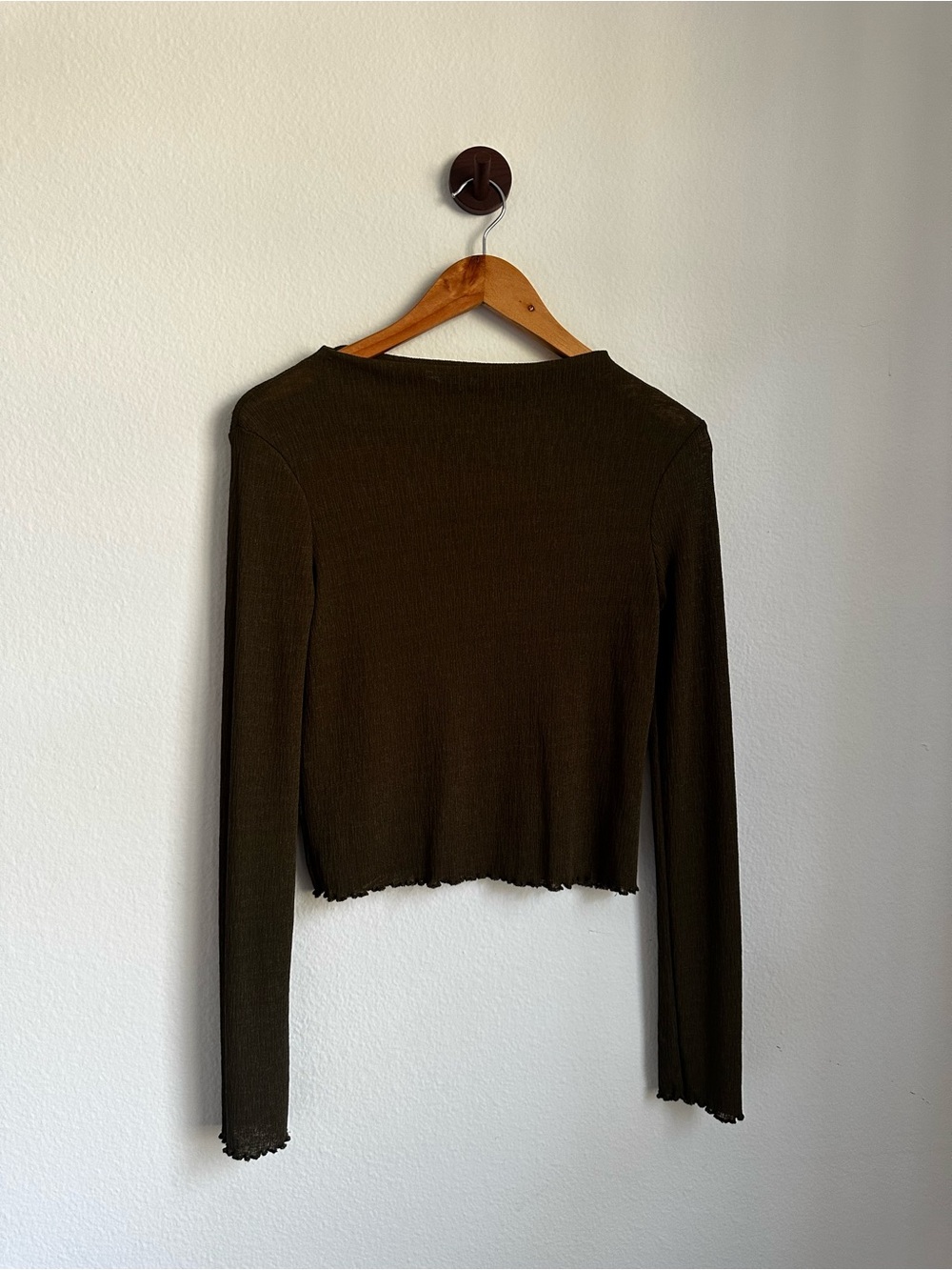 Zara Trafaluc Y2K  Olive Brown Ribbed Crop Top M